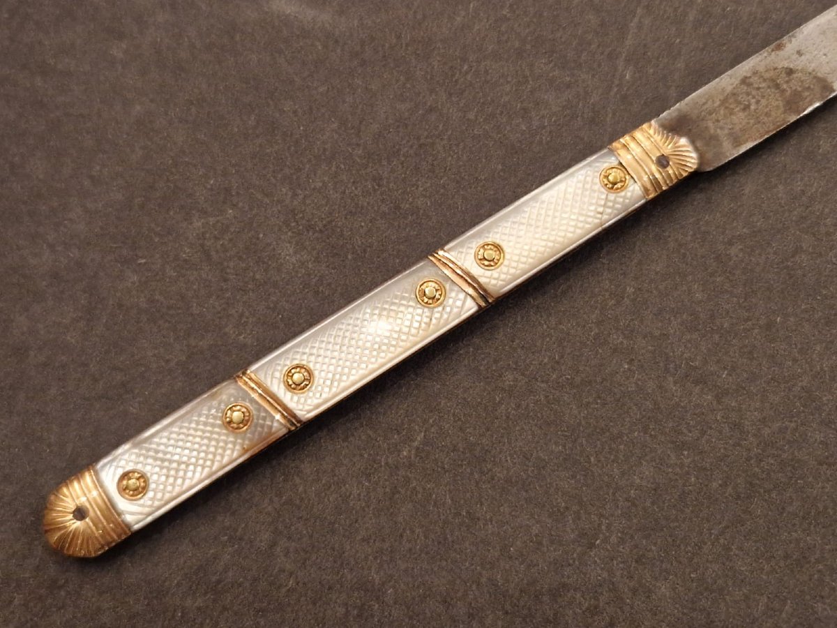 Couteau pliant en or et nacre, fin XVIIIe-photo-6
