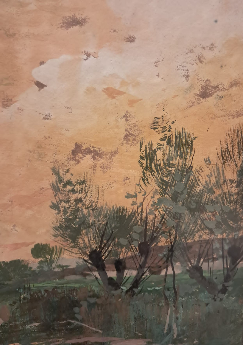 Eugène Galien-laloue, Countryside Landscape, Gouache On Paper, Late 19th-early 20th Century-photo-4