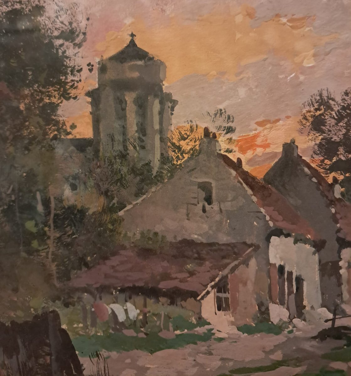 Eugène Galien-laloue, Countryside Landscape, Gouache On Paper, Late 19th-early 20th Century-photo-3