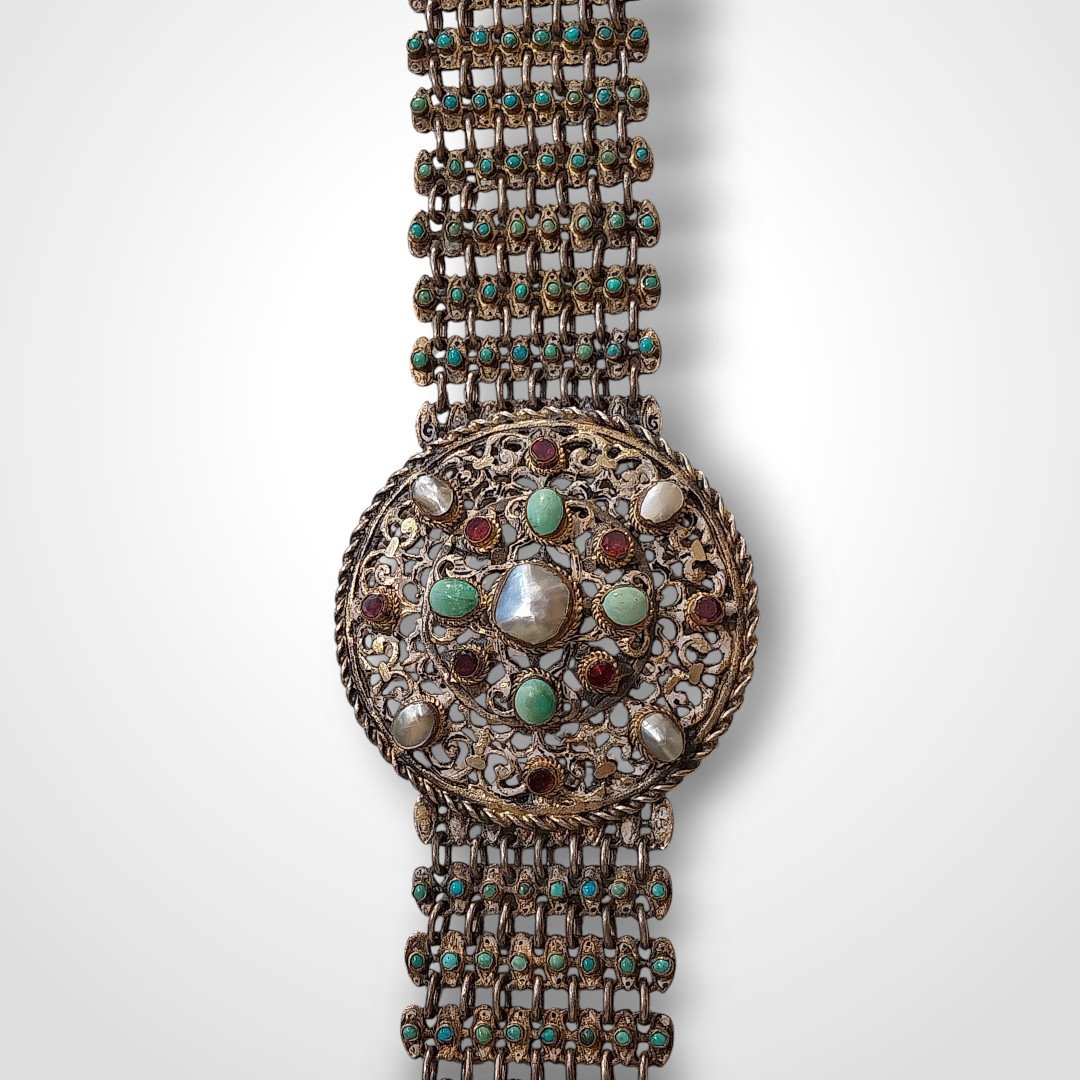 Openwork Enameled Silver Belt, 19th Century-photo-2