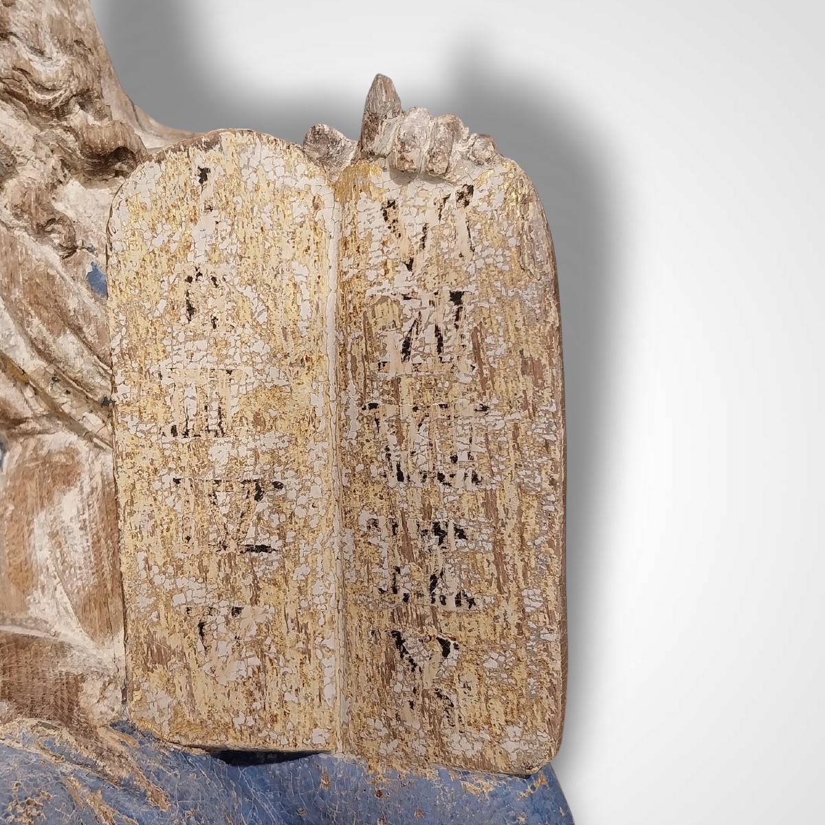 Polychrome Wooden Sculpture Of Moses, 18th Century-photo-6