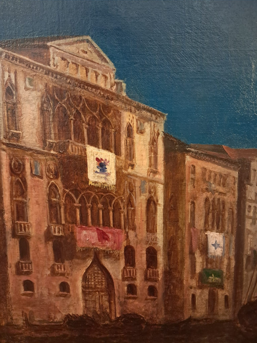 Paul Charles Emmanuel Gallard-Lepinay, vue de Venise, huile sur toile, XIXe-photo-4