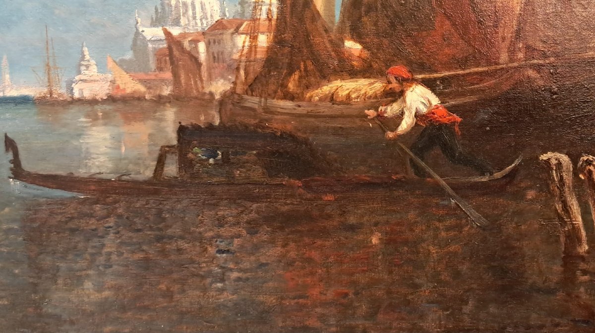 Paul Charles Emmanuel Gallard-Lepinay, vue de Venise, huile sur toile, XIXe-photo-4