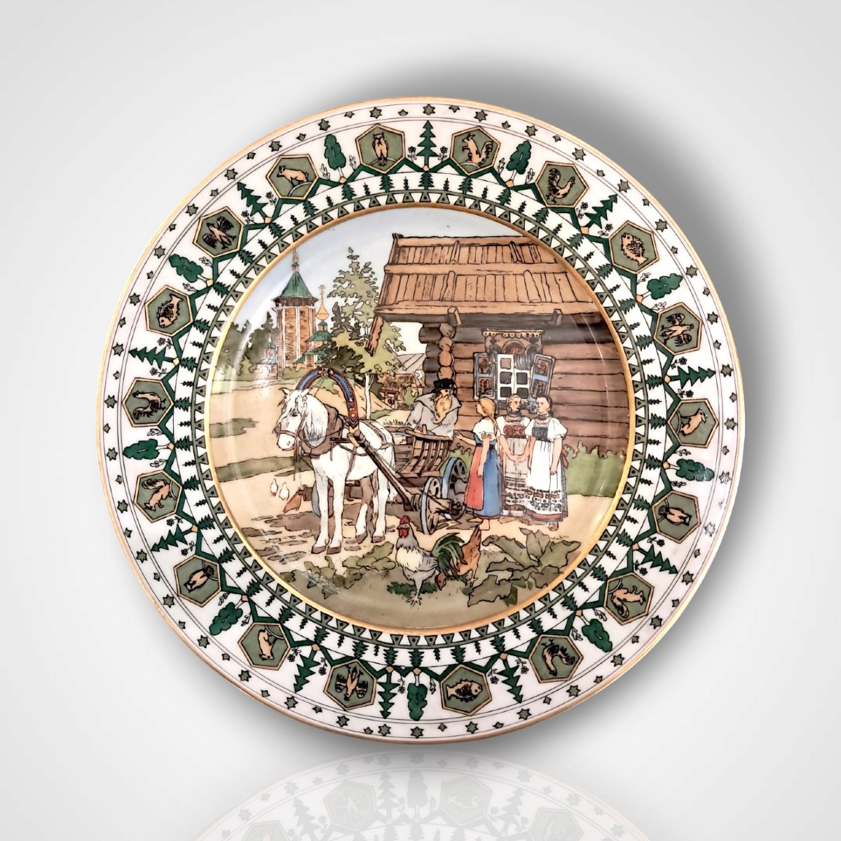 Porcelain Plate Illustrated After Ivan Bilibin, Russia, Late 19th Century