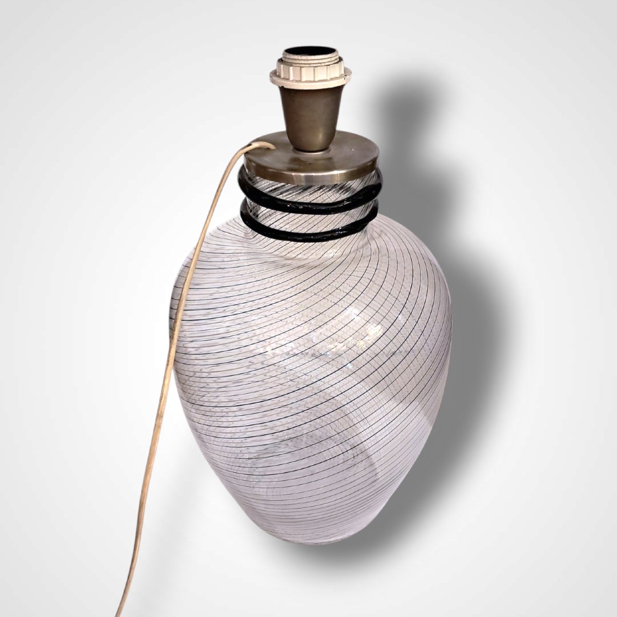 Fratelli Toso, vase en verre de Murano monté en lampe, XXe-photo-2