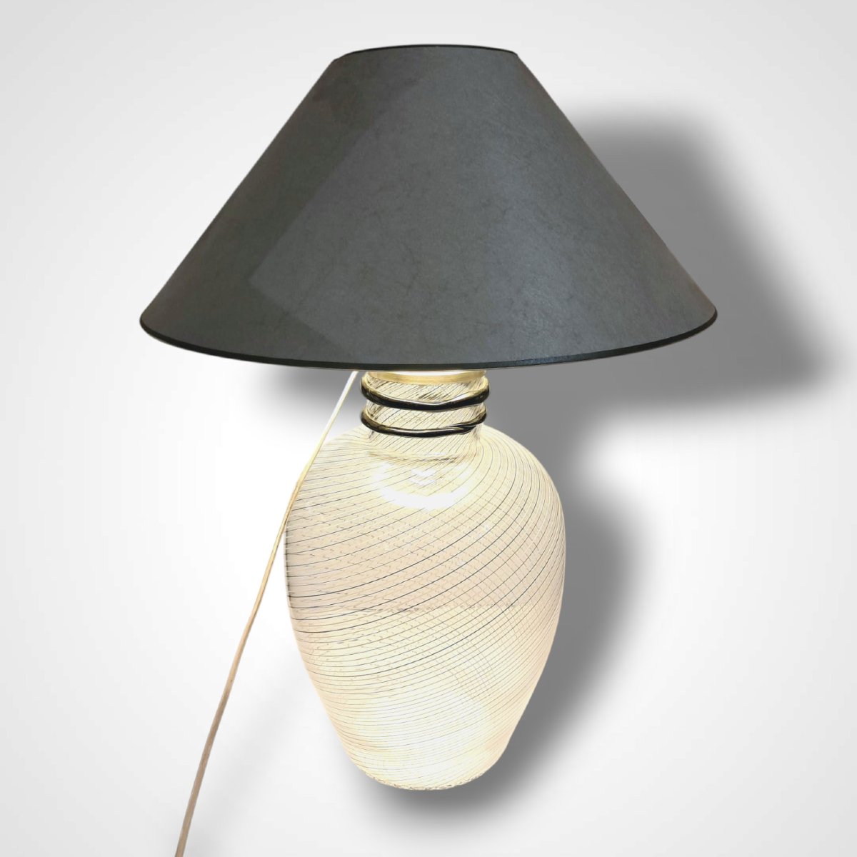 Fratelli Toso, vase en verre de Murano monté en lampe, XXe-photo-4