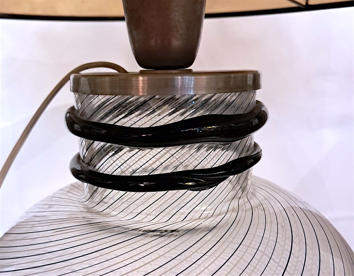 Fratelli Toso, vase en verre de Murano monté en lampe, XXe-photo-2