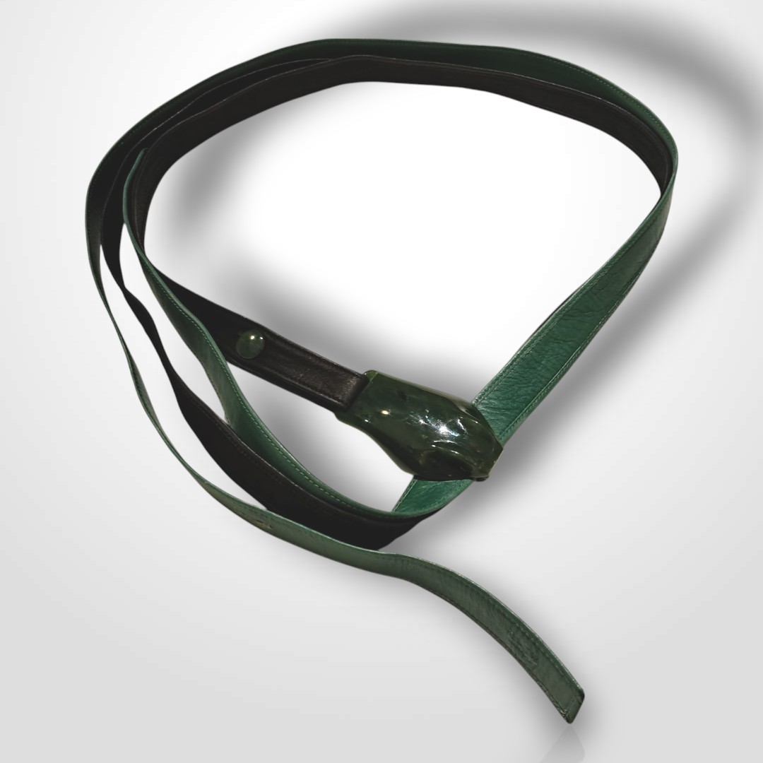 Elsa Peretti (1940-2021) For Halston - Tiffany & Co., Belts, Leather And Jade, 20th Century