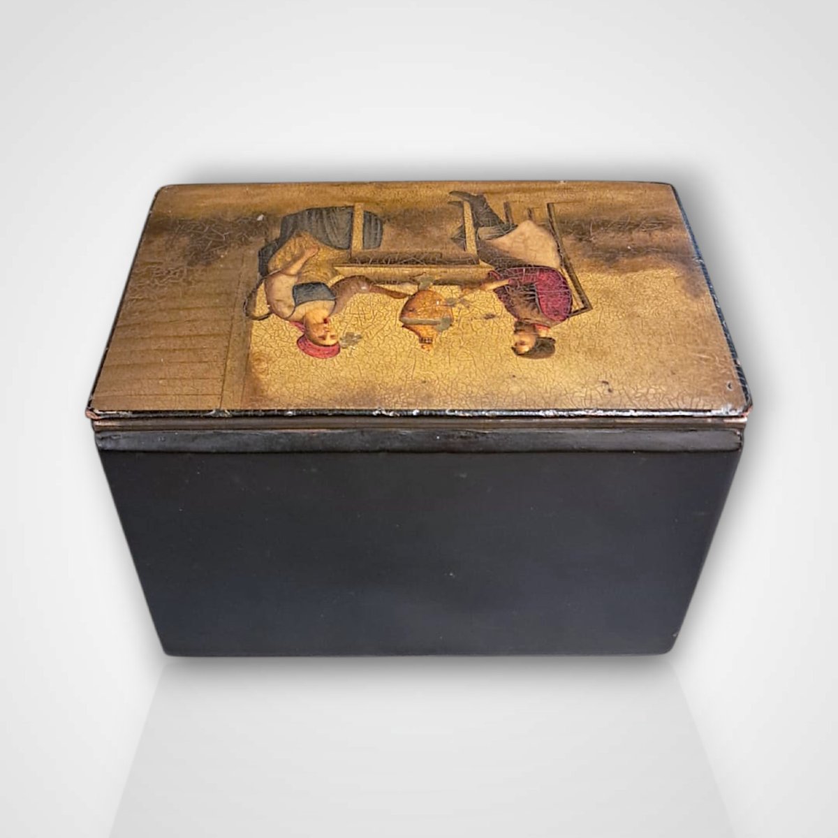 Boîte en papier mâché laqué et peint, Russie, atelier Lukutin, XIXe-photo-3