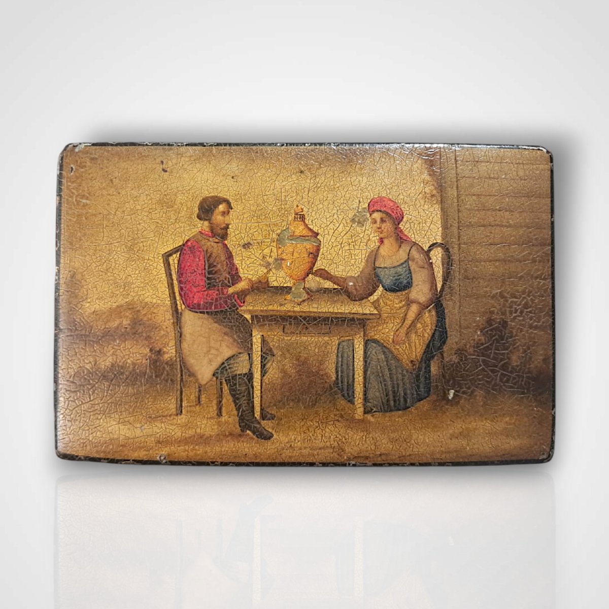 Boîte en papier mâché laqué et peint, Russie, atelier Lukutin, XIXe-photo-4