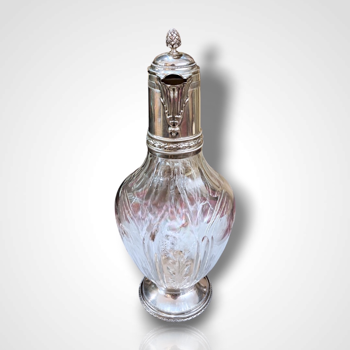 Carafe en cristal et argent, fin XIXe-début XXe-photo-2