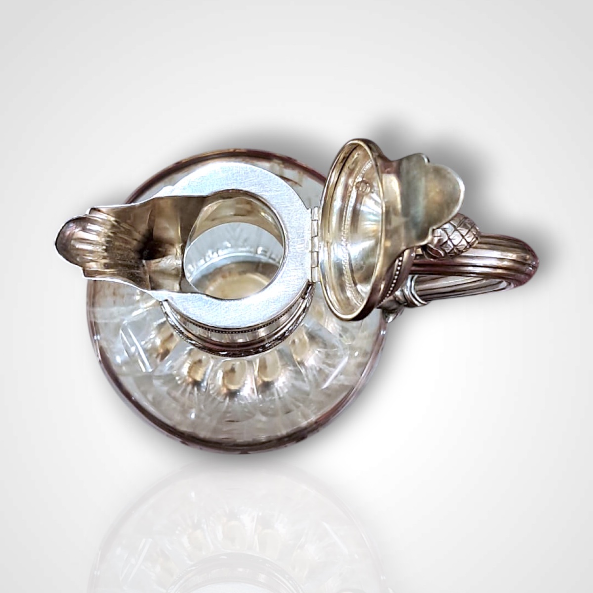 Carafe en cristal et argent, fin XIXe-début XXe-photo-4