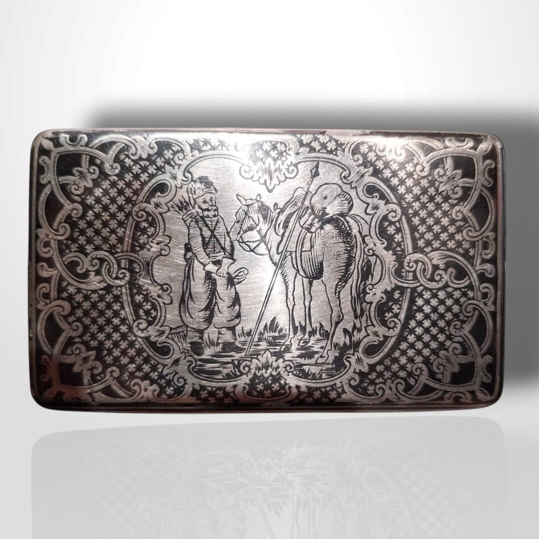 Tabatière en argent massif , XXe.-photo-2