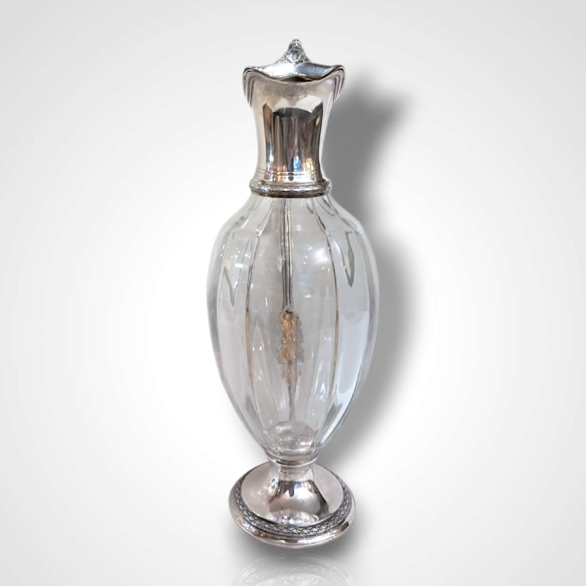 Aiguière en cristal et argent, fin XIXe-début XXe-photo-3