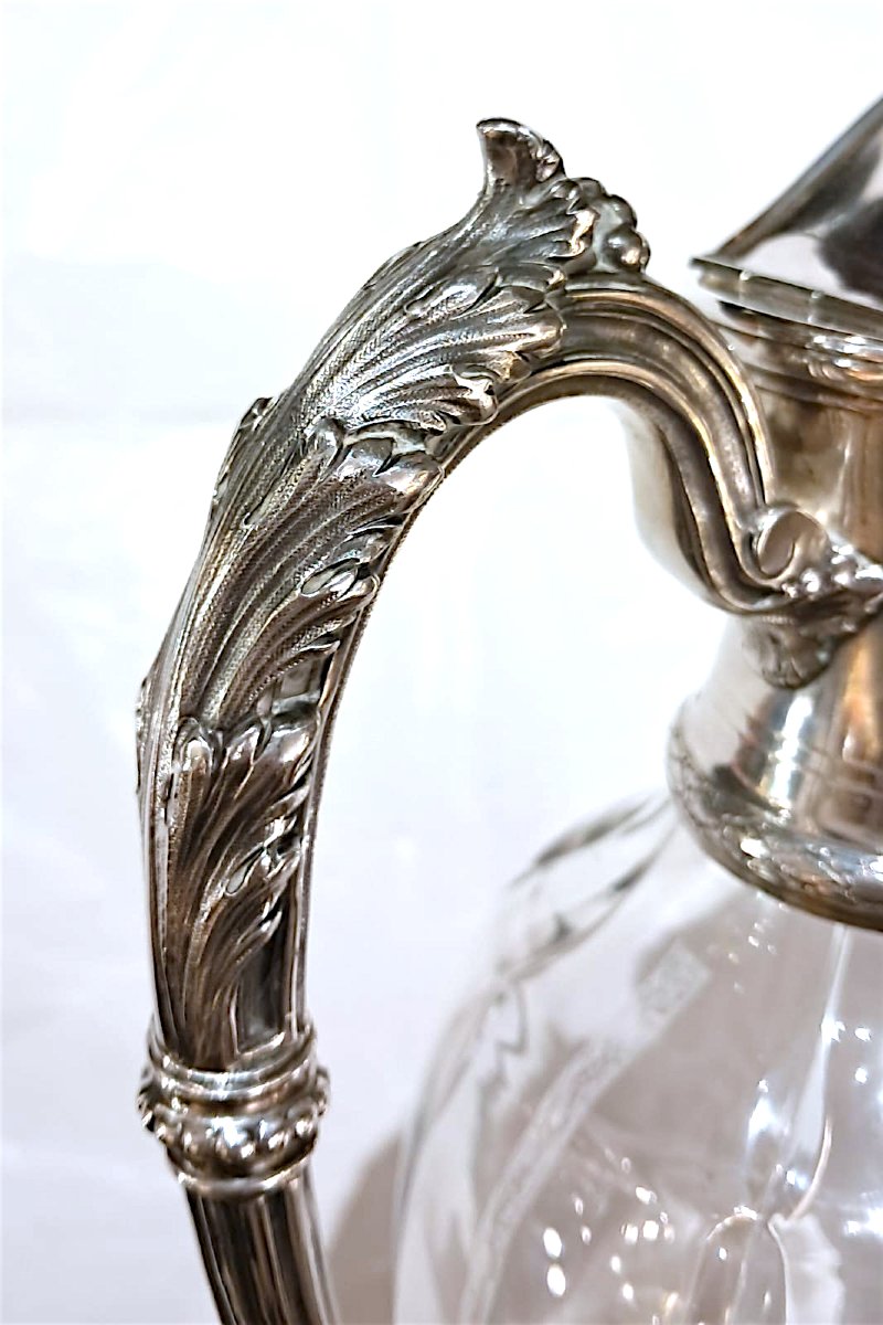 Aiguière en cristal et argent, fin XIXe-début XXe-photo-1