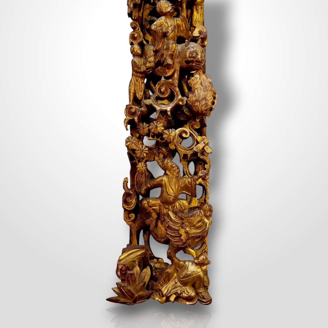 Pair Of Decorative Wood Paneling, China, 19th Century-photo-3