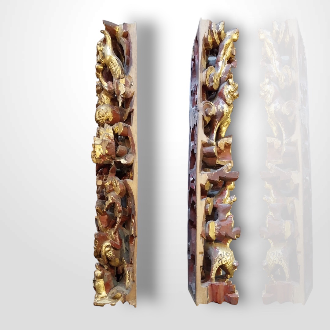 Pair Of Decorative Wood Paneling, China, 19th Century-photo-3