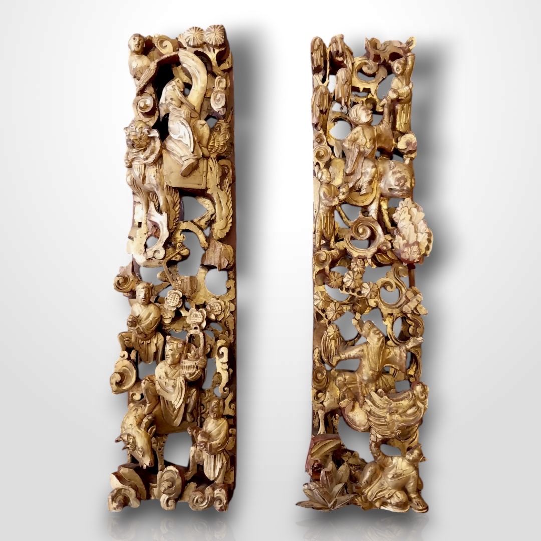 Pair Of Decorative Wood Paneling, China, 19th Century