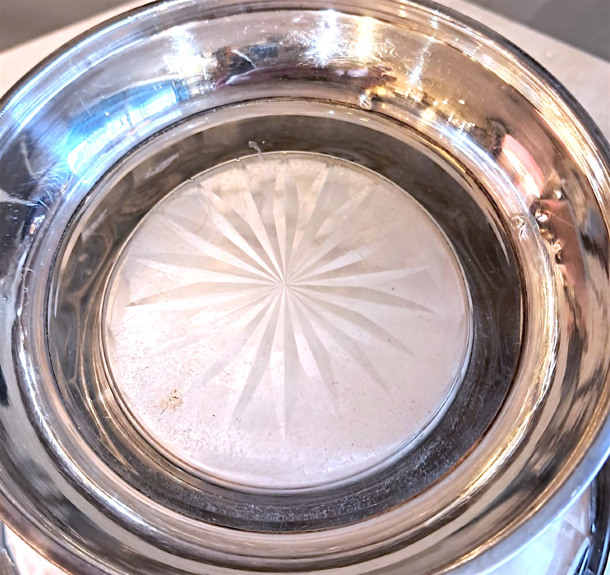 Crystal Bowl With Silver Mount, 20th Century-photo-6