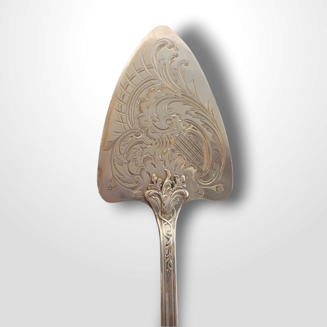 Pelle à tarte en argent massif, XIXe-photo-4