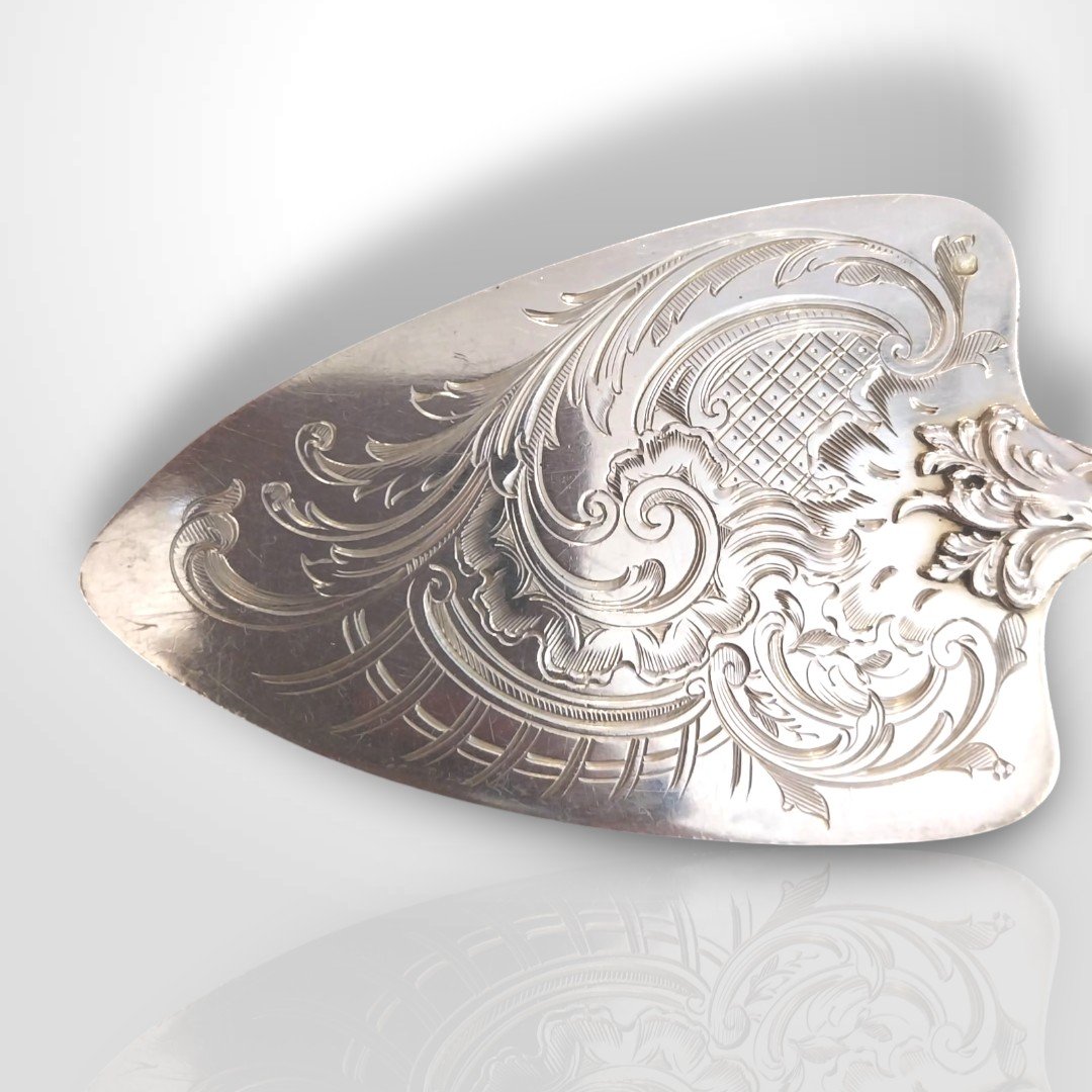 Pelle à tarte en argent massif, XIXe-photo-2