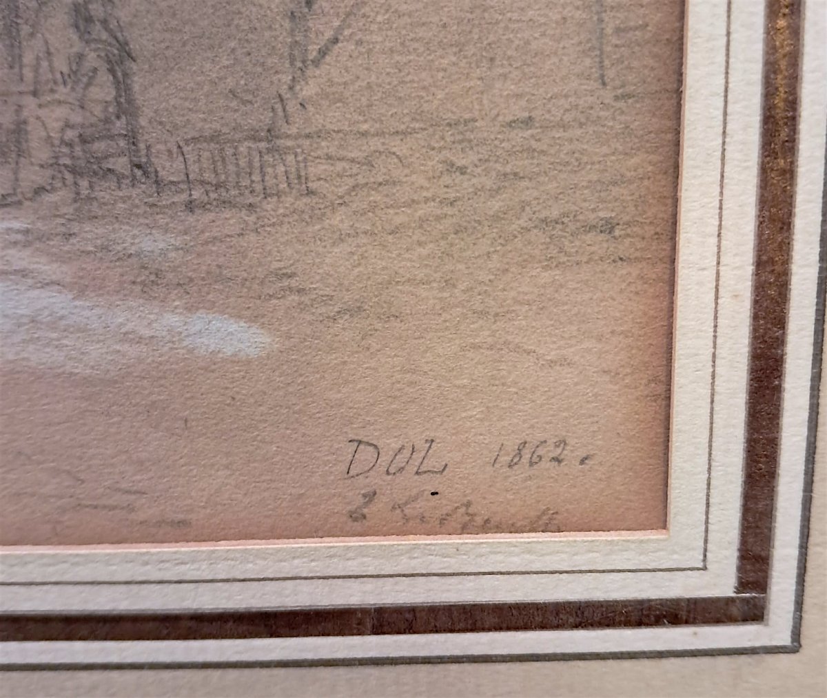 Jean-Pierre-Théodore Lebeuffe, vue de Dol, dessin au fusain rehaussé à la craie, XIXe-photo-3