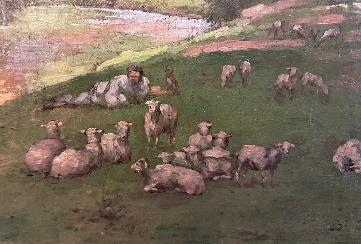 Edouard Hippolyte Margottet, paysage champêtre, huile sur toile, XIXe -photo-4