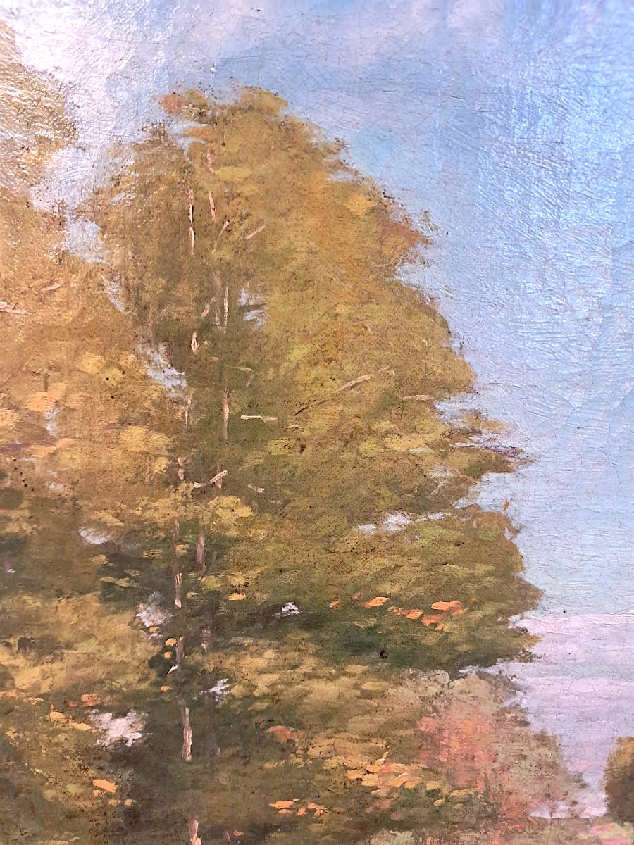 Edouard Hippolyte Margottet, paysage champêtre, huile sur toile, XIXe -photo-1