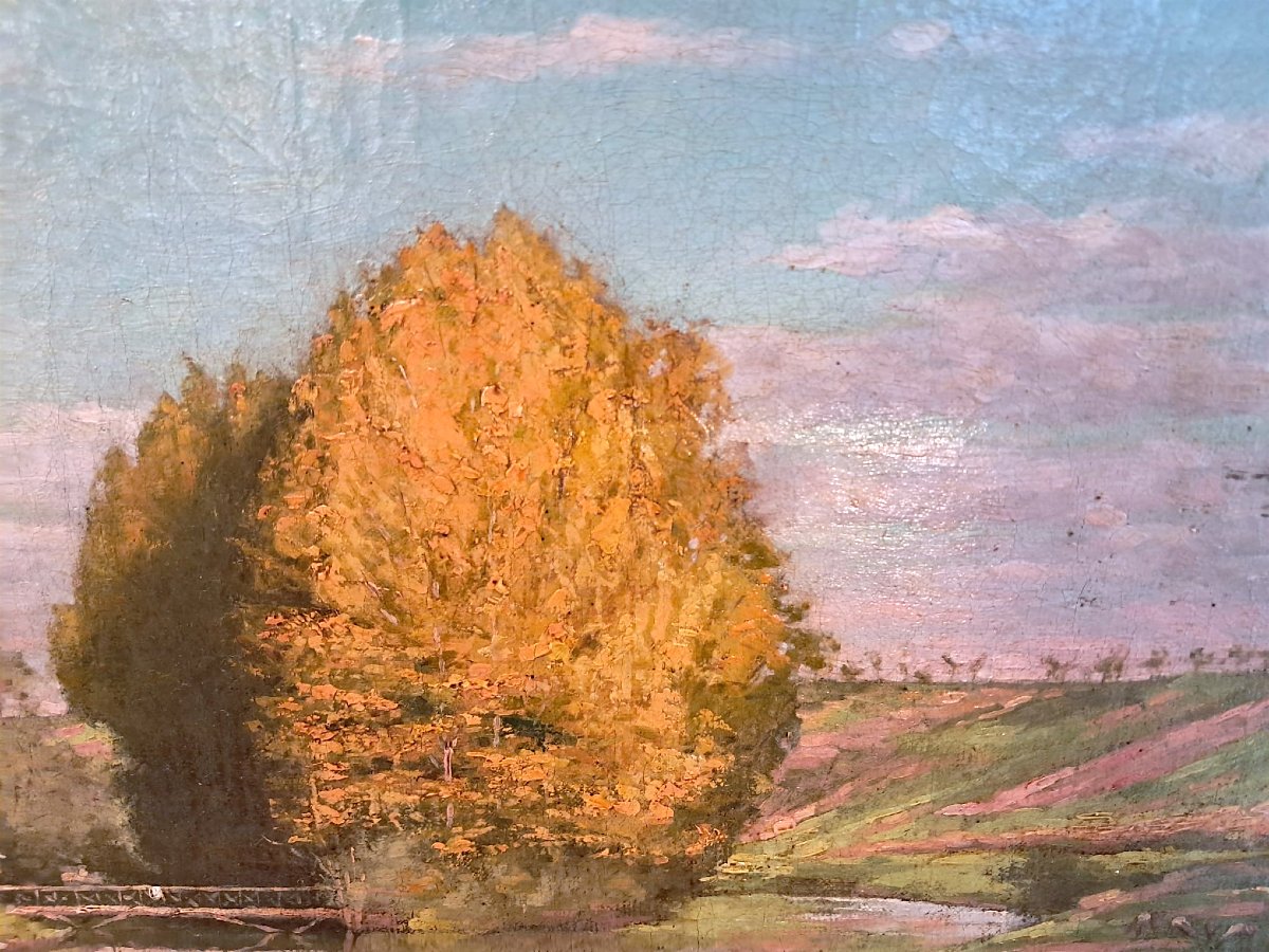 Edouard Hippolyte Margottet, paysage champêtre, huile sur toile, XIXe -photo-2
