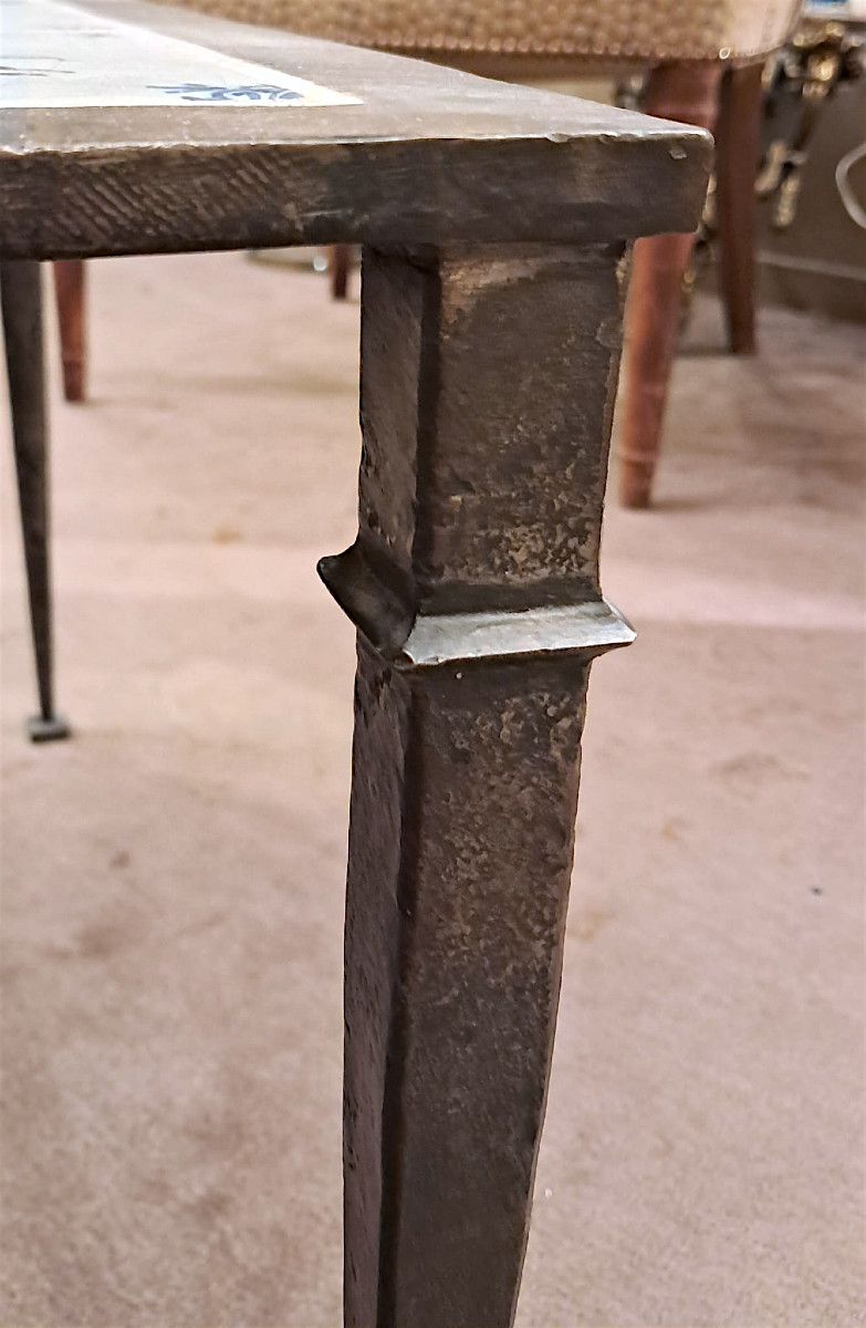 Wrought Iron And Delftware Coffee Table, 20th Century-photo-3