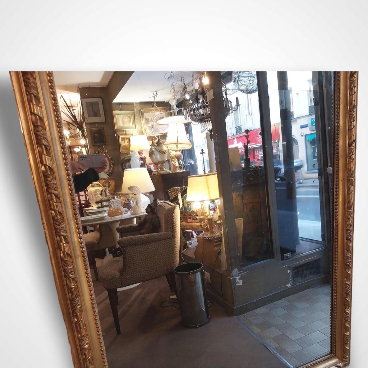 Miroir en bois doré, XIXe.-photo-3