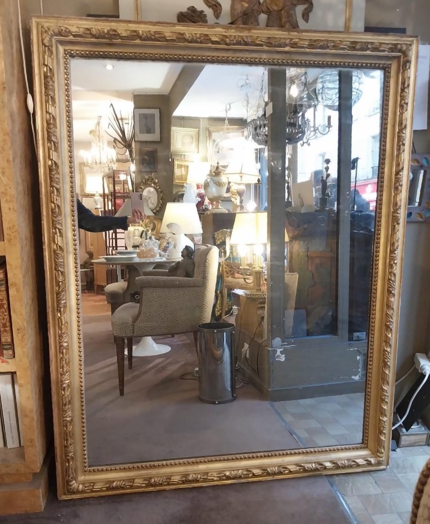 Miroir en bois doré, XIXe.-photo-4