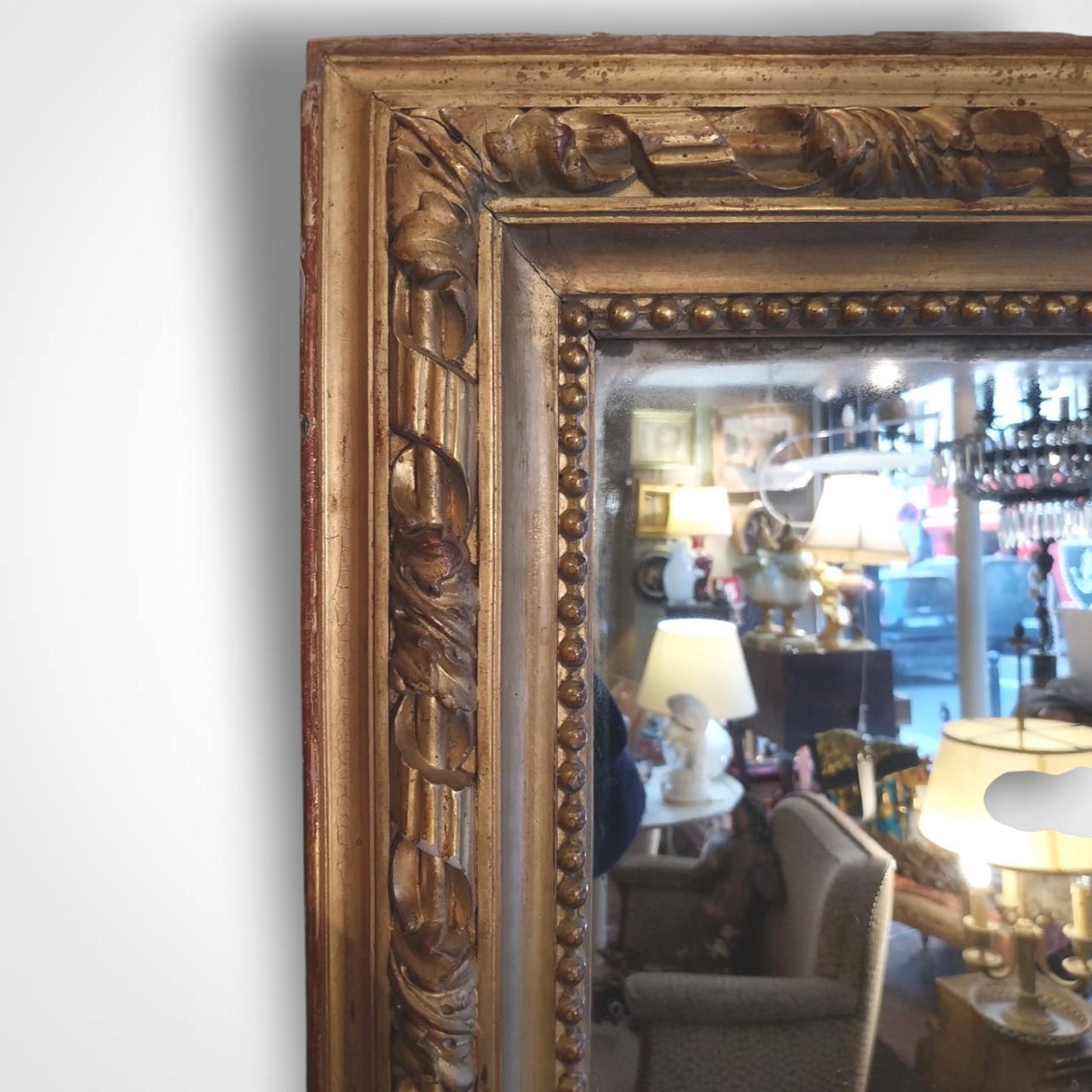 Miroir en bois doré, XIXe.-photo-5