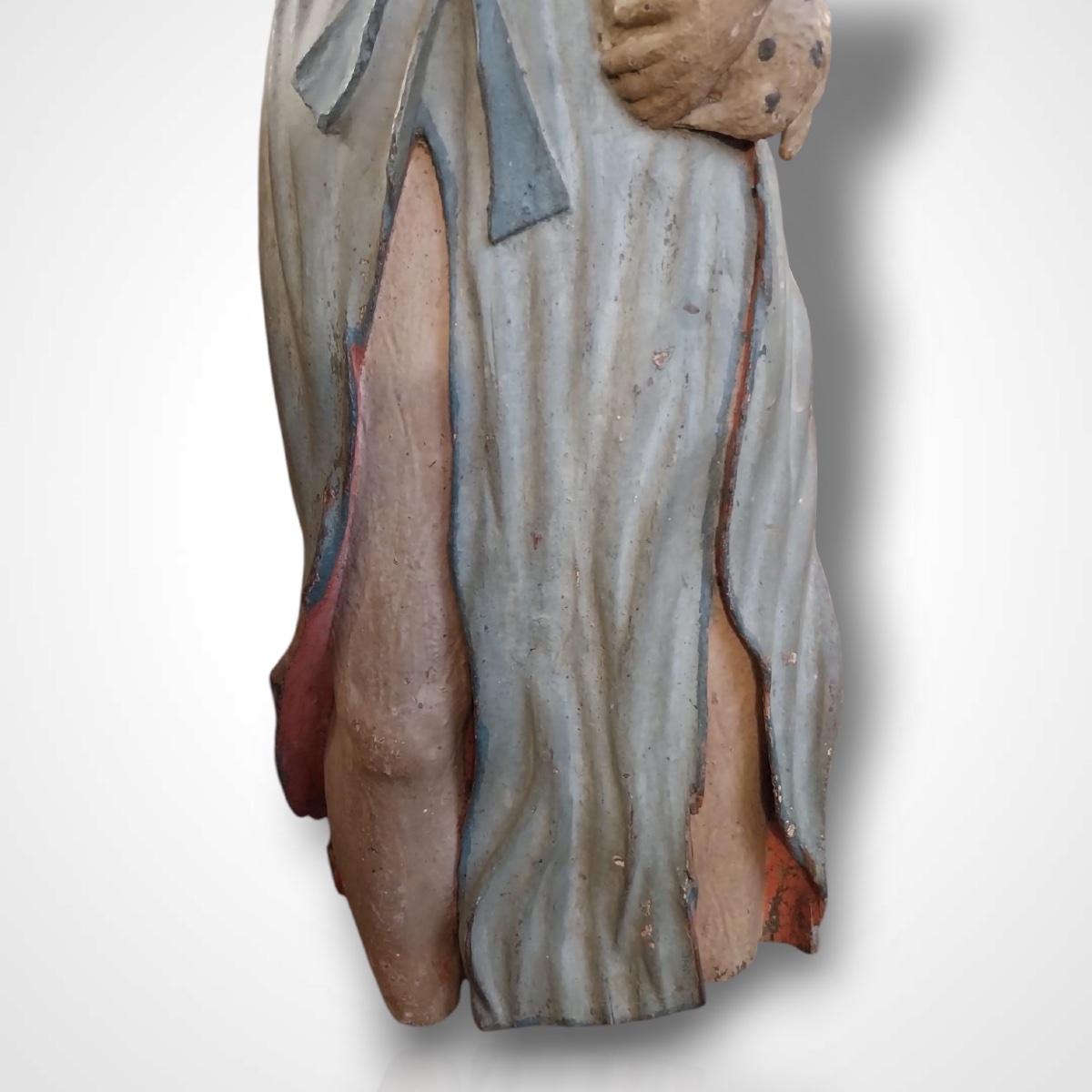 Sculpture en bois polychrome, Saint Jean Baptiste, XIXe.-photo-4