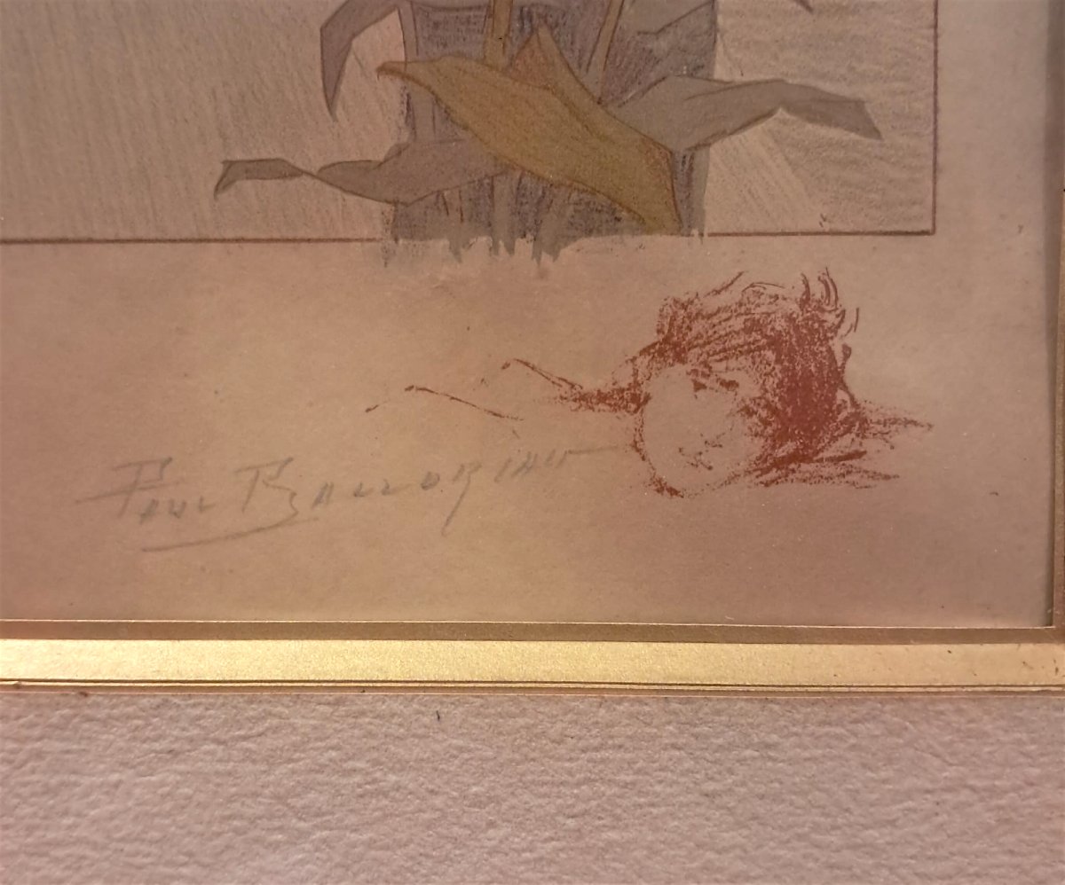 Paul Balluriau, “Crépuscule”, lithographie signée, fin XIXe-photo-3