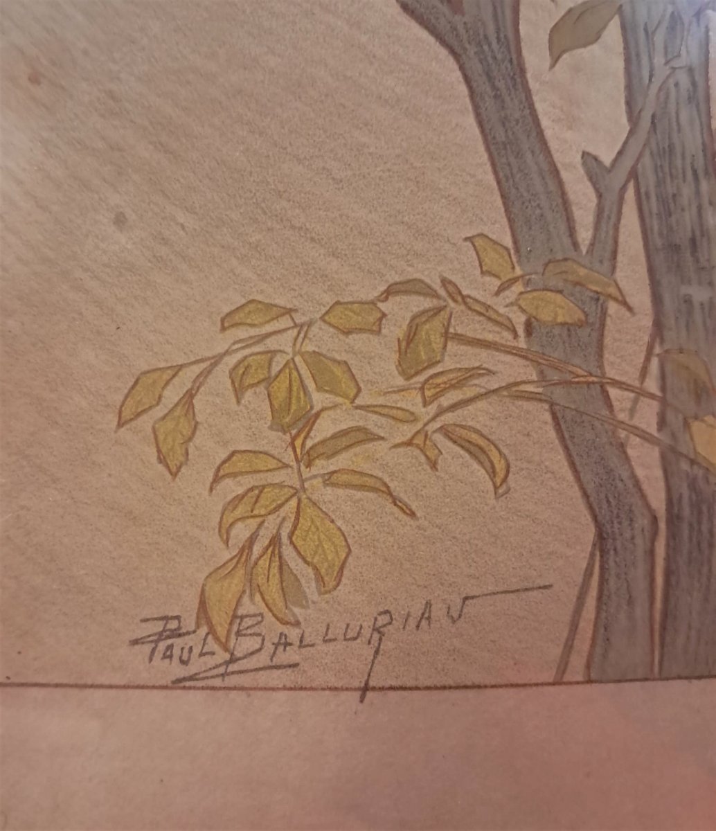 Paul Balluriau, “Crépuscule”, lithographie signée, fin XIXe-photo-4