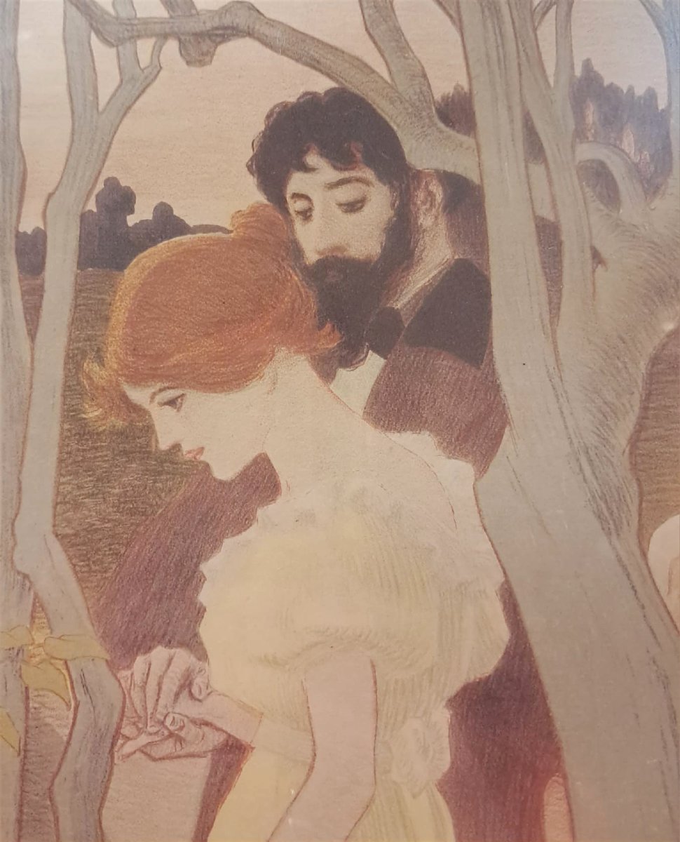 Paul Balluriau, “Crépuscule”, lithographie signée, fin XIXe-photo-2