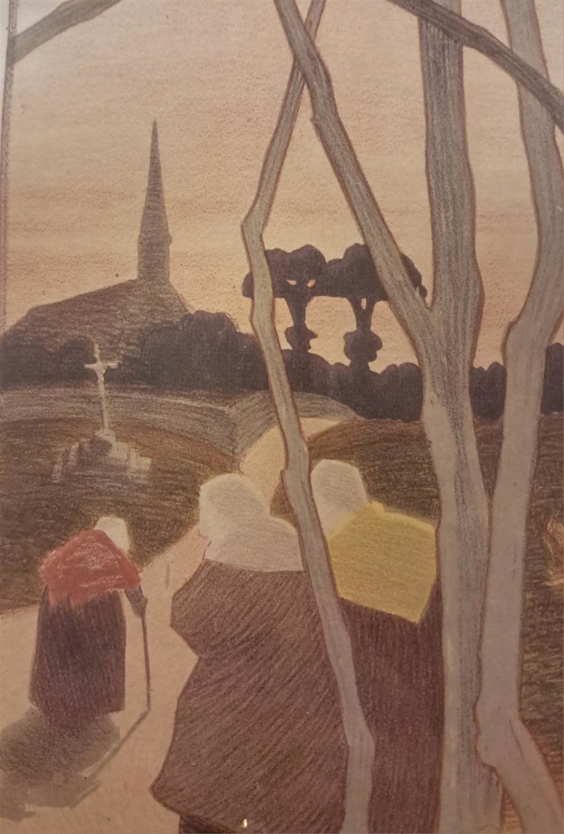 Paul Balluriau, “Crépuscule”, lithographie signée, fin XIXe-photo-3