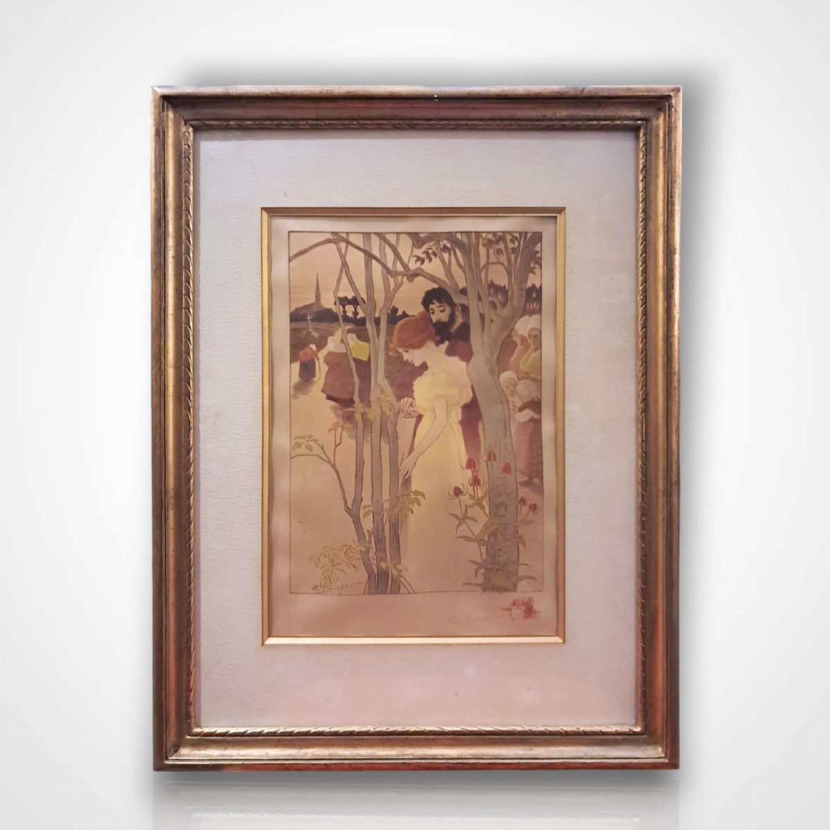 Paul Balluriau, “Crépuscule”, lithographie signée, fin XIXe