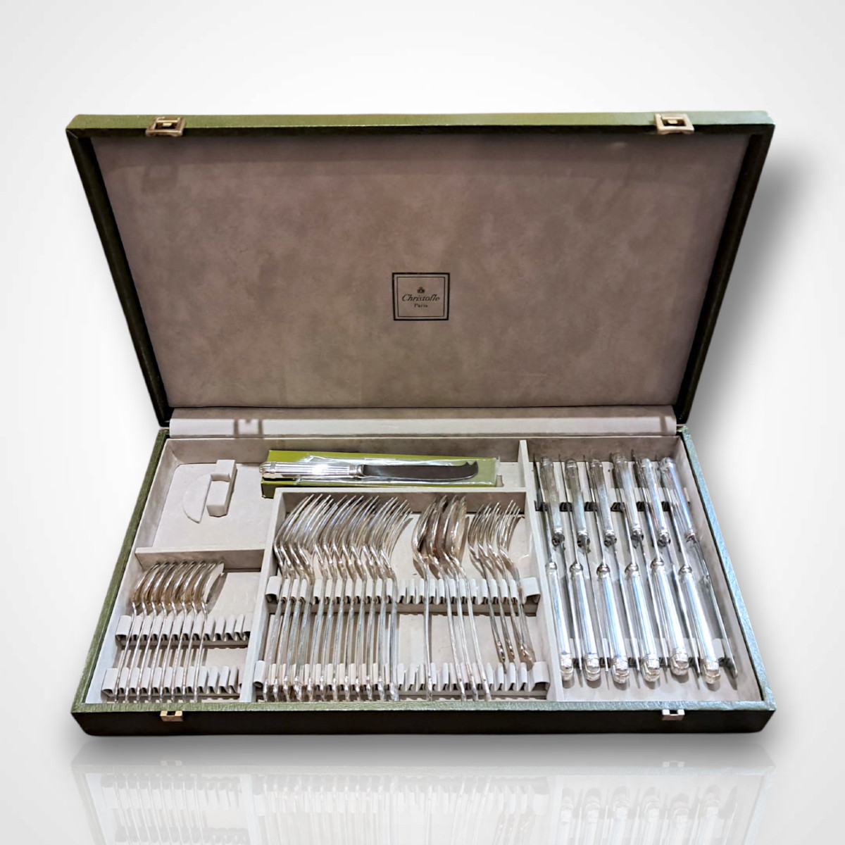 Christofle, Silver-plated Metal Serving Set, Aria Pattern, 20th Century