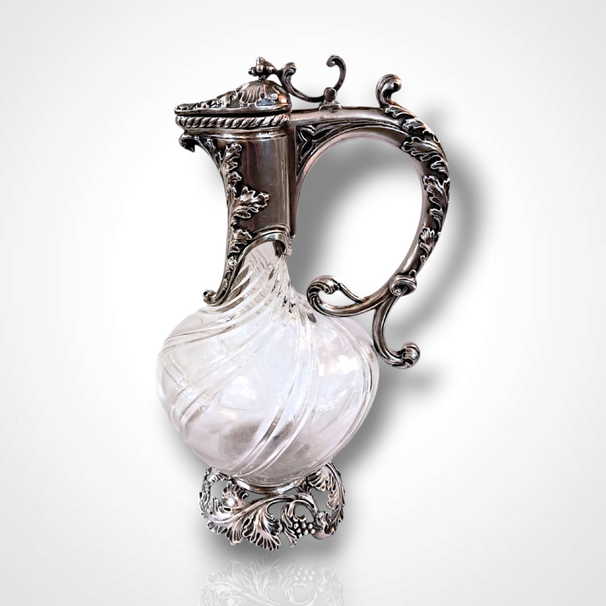 Paire d’aiguières en cristal à monture en argent, fin XIXe-début XXe-photo-2