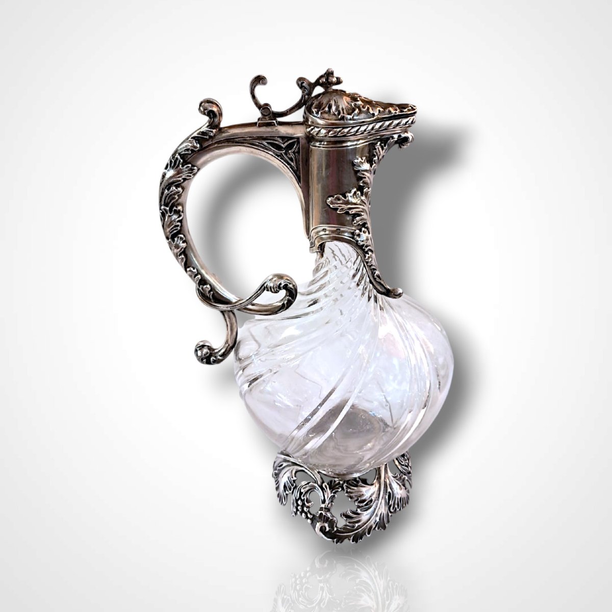 Paire d’aiguières en cristal à monture en argent, fin XIXe-début XXe-photo-3