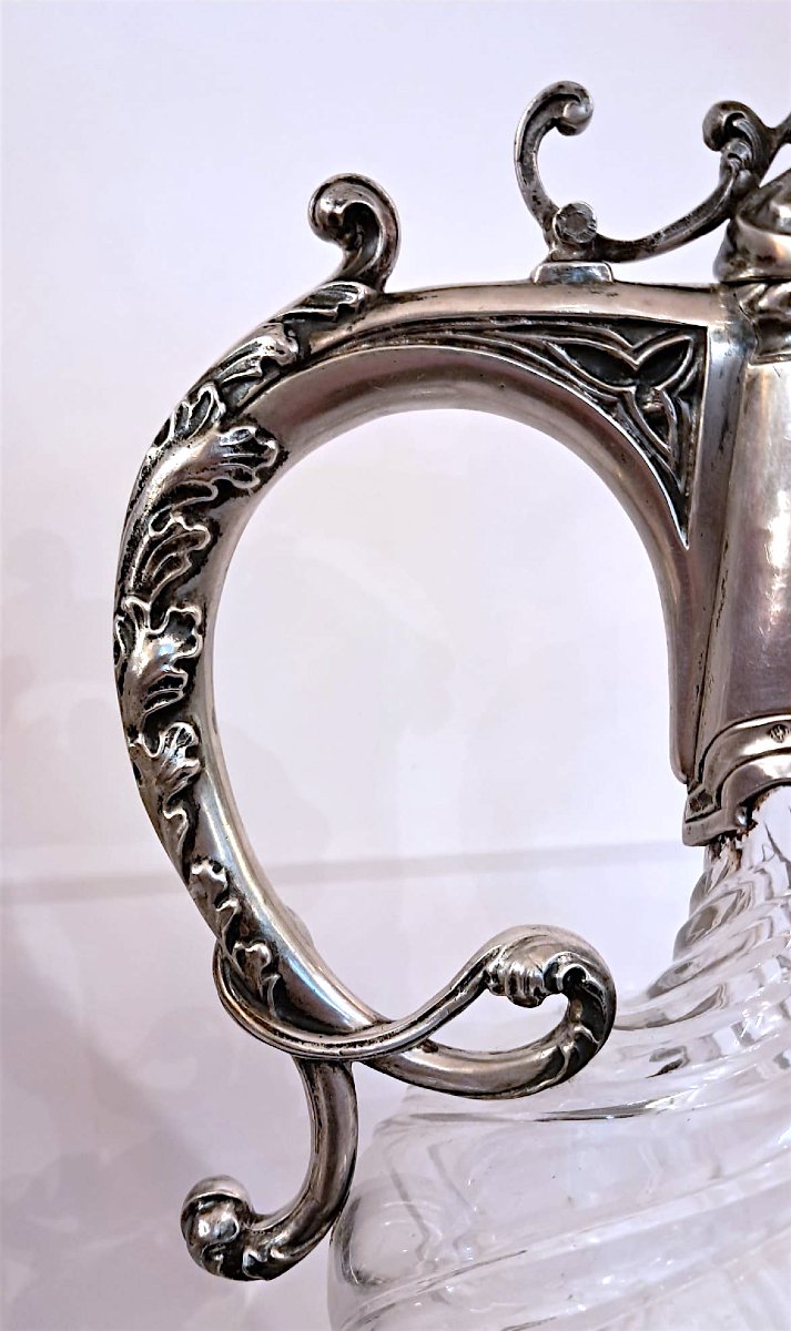 Paire d’aiguières en cristal à monture en argent, fin XIXe-début XXe-photo-8