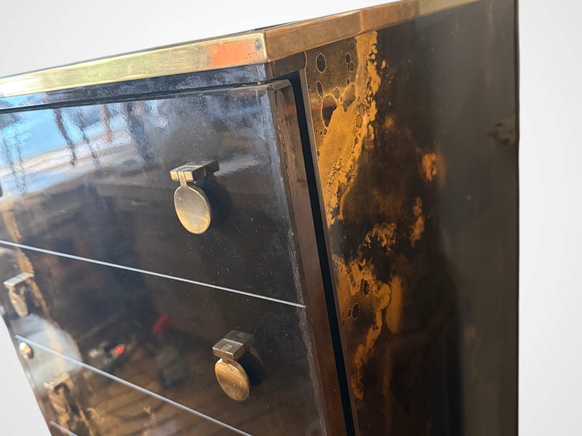 Cave a cigares en laque et laiton par Maison Jansen 1970-photo-3