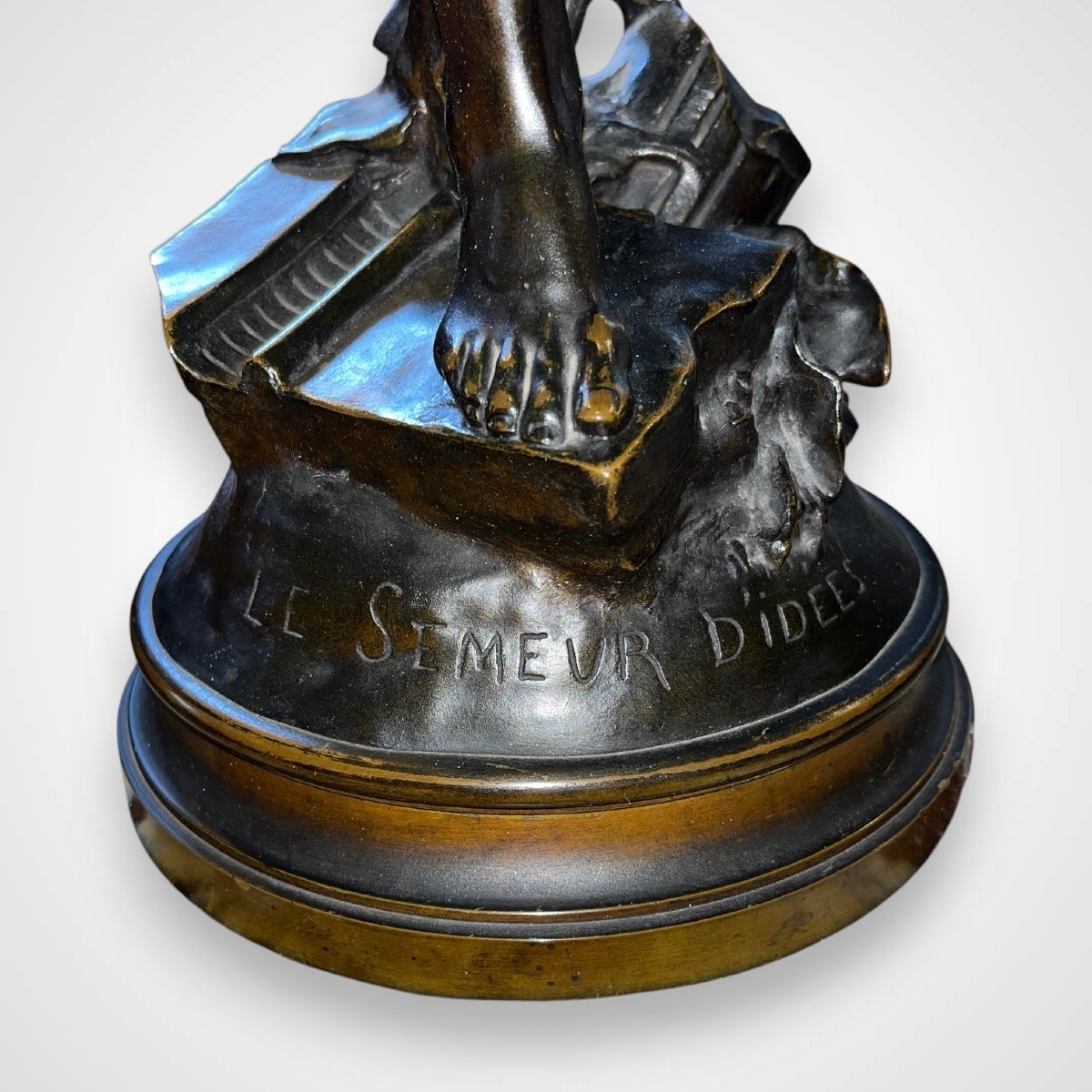 Émile Louis Picault (1833-1915) - Bronze "Le Semeur d'Idées", fin XIXe-photo-3