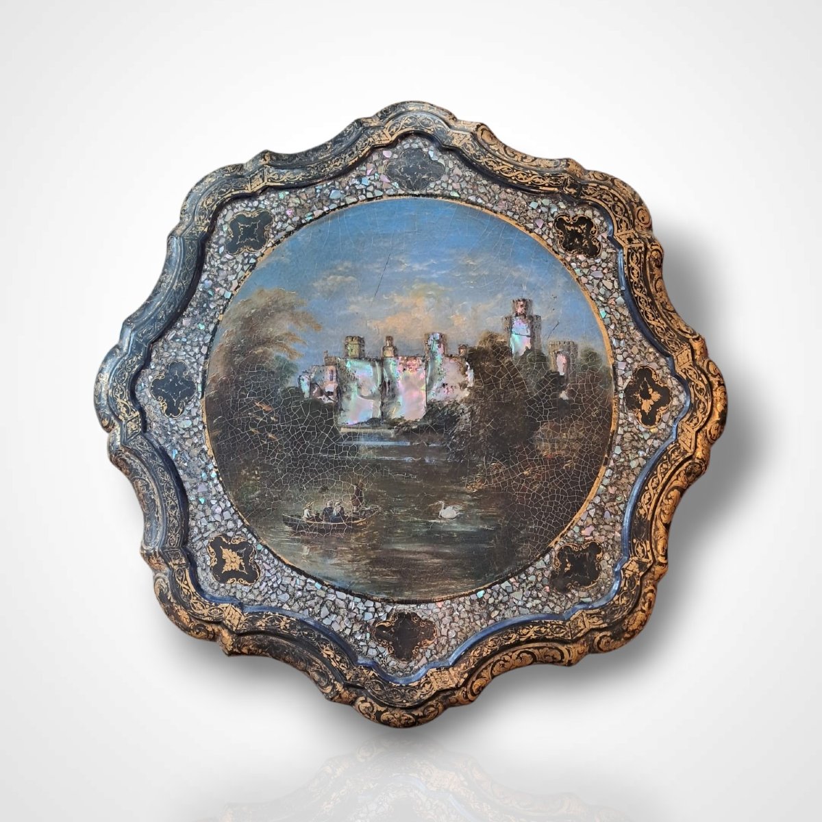 Tilting Pedestal Table In Boiled Cardboard, 19th Century-photo-4