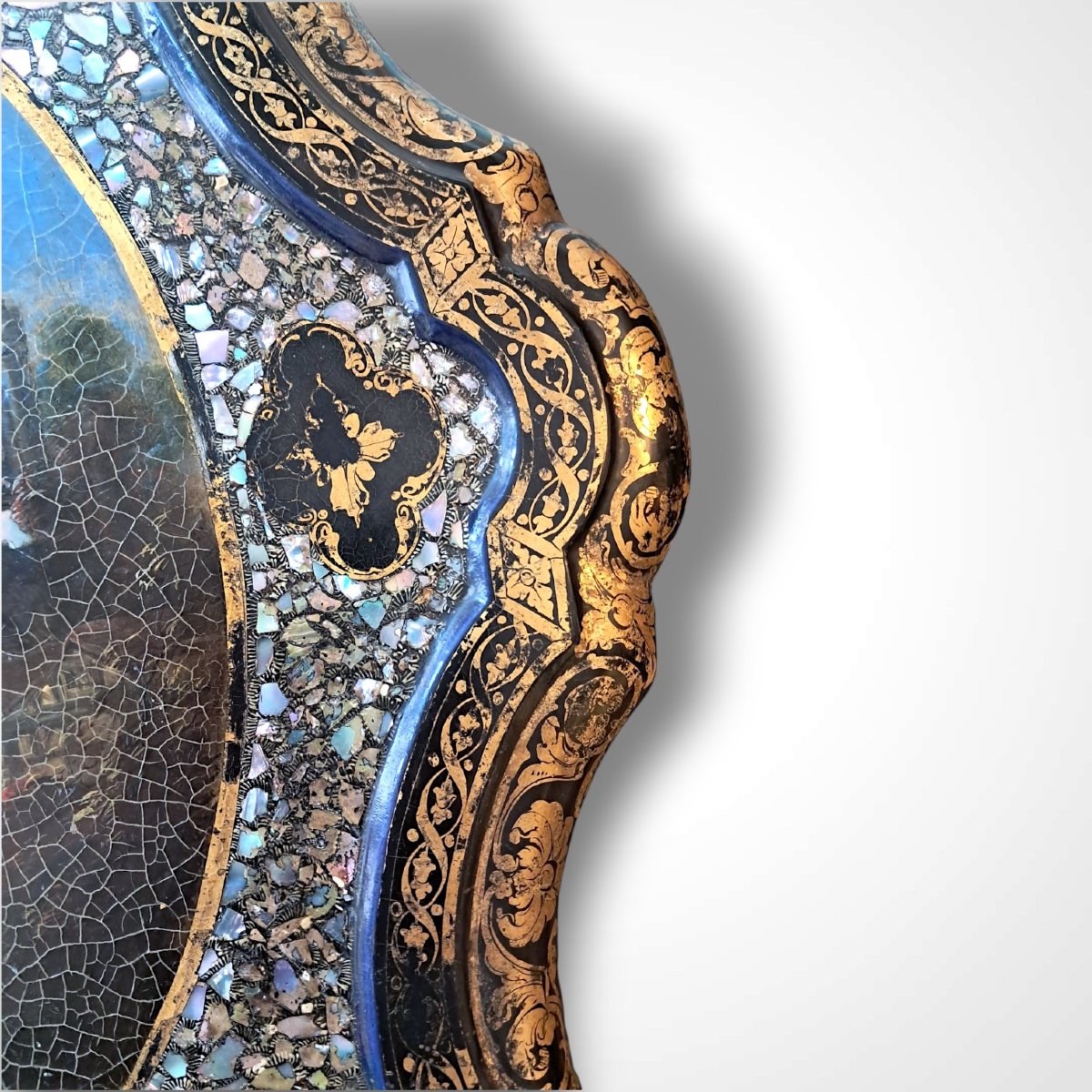 Tilting Pedestal Table In Boiled Cardboard, 19th Century-photo-3