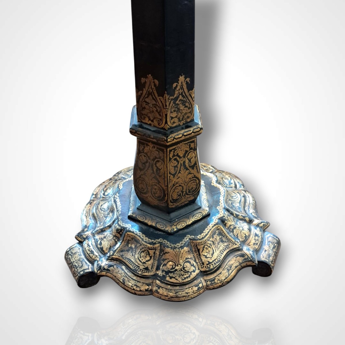 Tilting Pedestal Table In Boiled Cardboard, 19th Century-photo-6