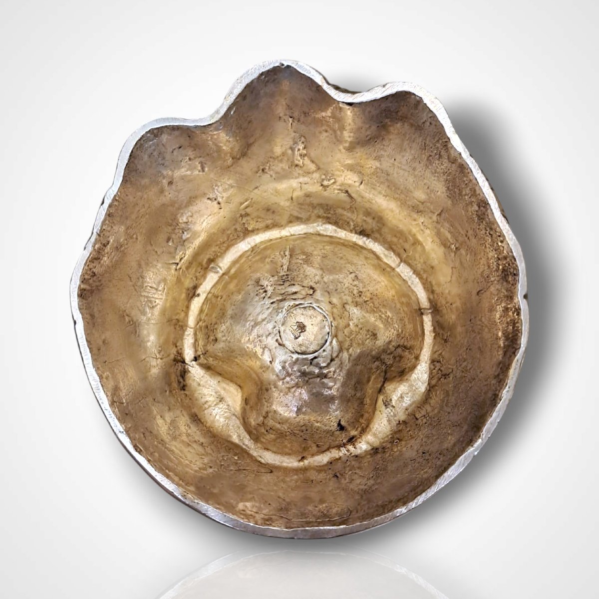 Almazan, Ashtray In The Shape Of An Elephant's Foot, Silver-plated Bronze, 20th Century-photo-2