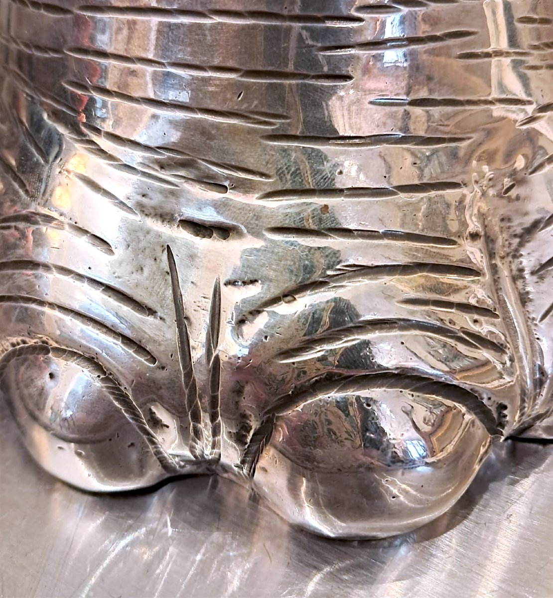 Almazan, Ashtray In The Shape Of An Elephant's Foot, Silver-plated Bronze, 20th Century-photo-3